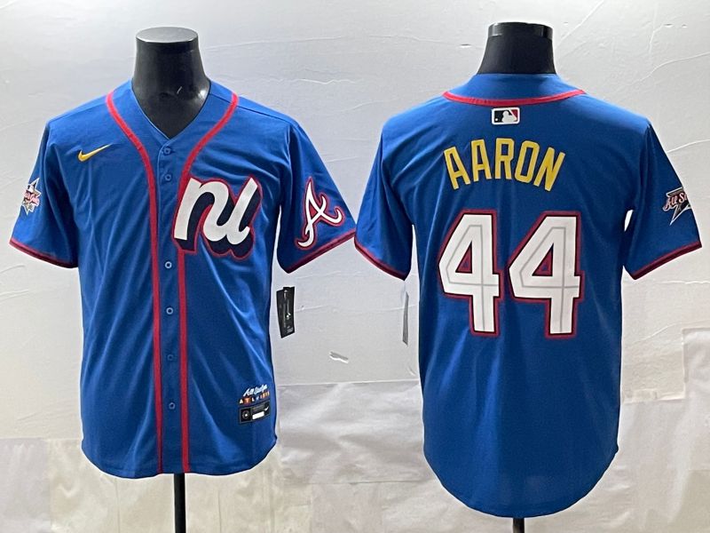 Men 2025 Atlanta Braves #44 Aaron Blue All star Nike MLB Jersey style 01